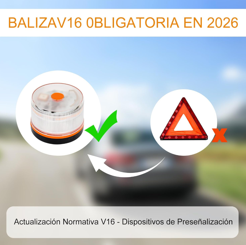 DarkFairy Luz de Emergencia V16 DGT 3.0 – Aprobada 2026, Magnética IP54 – Cumple con la Normativa 2026