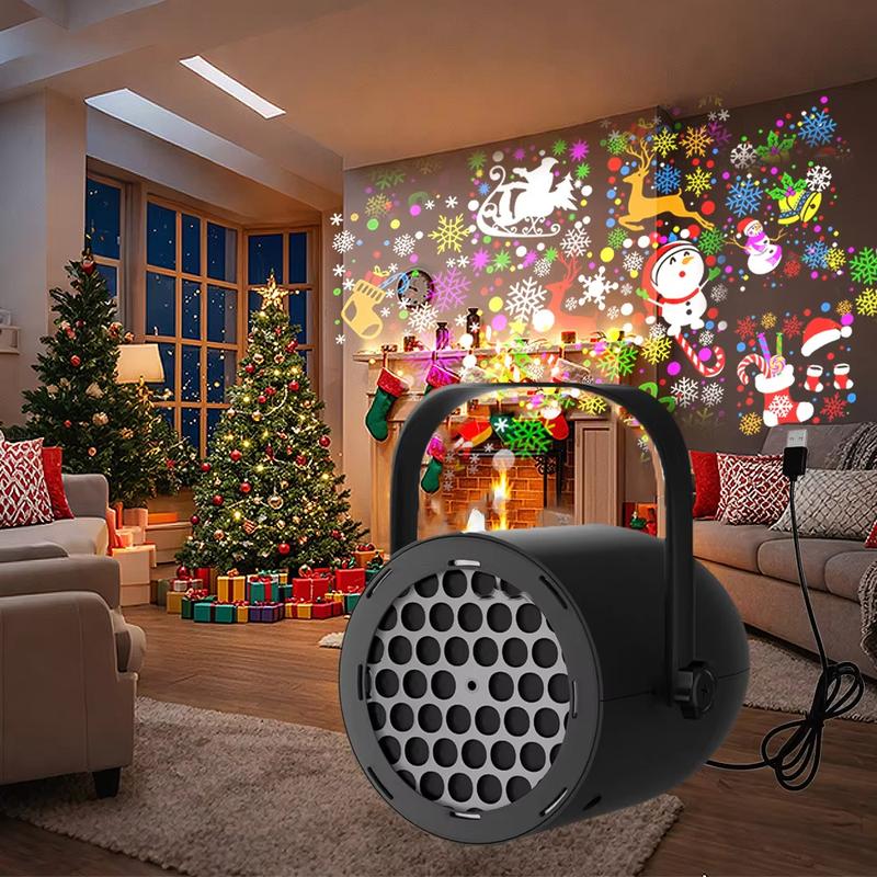LED Christmas Projector, 16 Patterns, USB 5V/1A, Home & Car Holiday Atmosphere Light