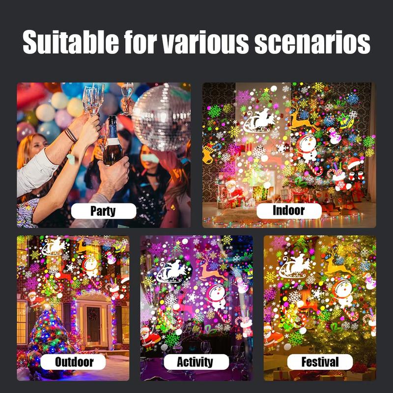 LED Christmas Projector, 16 Patterns, USB 5V/1A, Home & Car Holiday Atmosphere Light