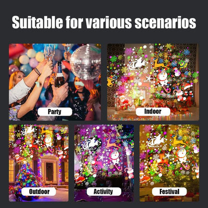LED Christmas Projector, 16 Patterns, USB 5V/1A, Home & Car Holiday Atmosphere Light