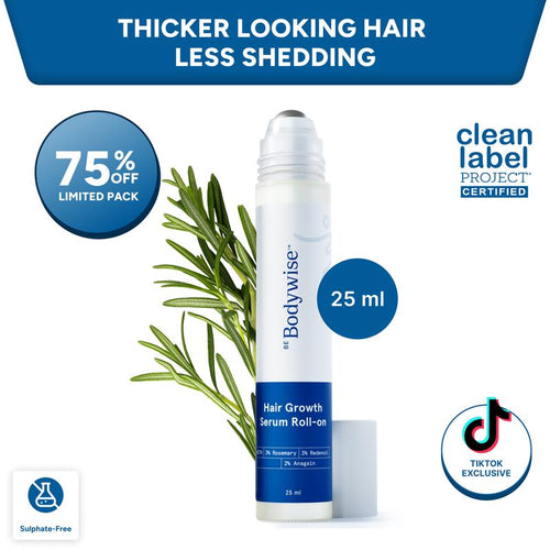 Be Bodywise Hair Growth Roll-On Serum | Black Friday & Cyber Monday BFCM Deal | 3% Rosemary, 3% Redensyl, 2% AnaGain | Precision Scalp Applicator | Paraben/Sulphate-Free | Non-Oily | DHT-Blocking Botanicals | Holiday Gift-Ready